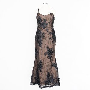 Dress The Population - Giovanna Floral Mesh Appliqué Gown